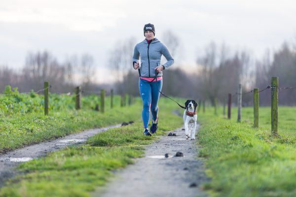 Marieke running with dog